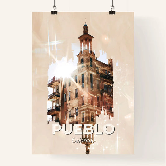 Pueblo Skyline Cityscape Double Exposure Artwork Poster