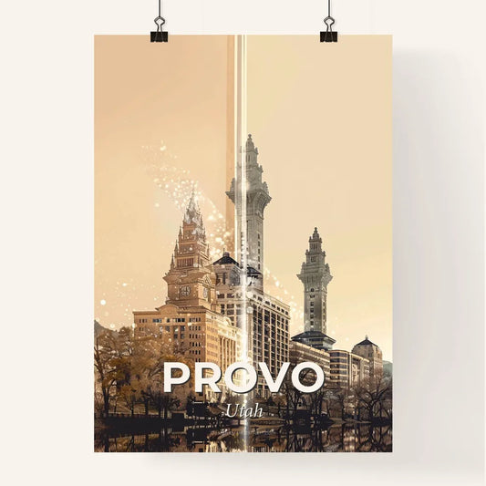 Provo Skyline Composite Poster, Warm Beige Poster