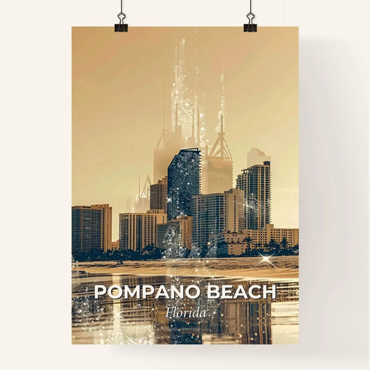 Pompano Beach: City Skyline Double Exposure Art Poster Poster