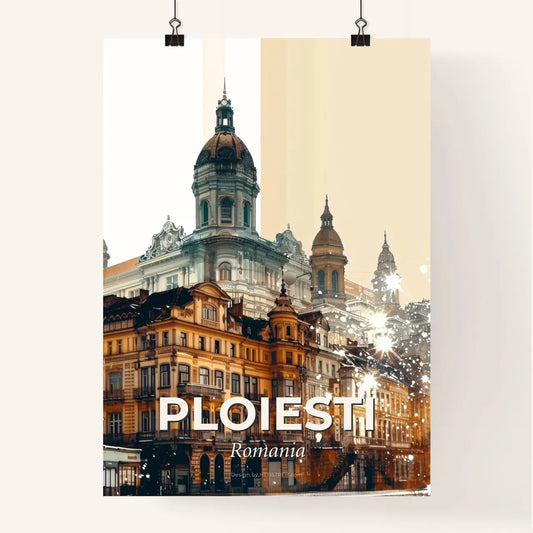 Ploiesti Skyline: City Icons with Sparkles Poster