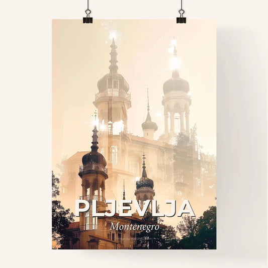 Pljevlja Montenegro Double Exposure Skyline Composite Art Poster