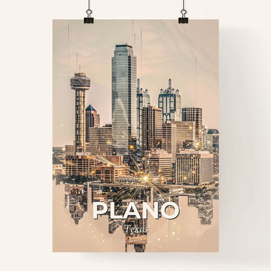 Plano Skyline Double Exposure Art Poster Poster