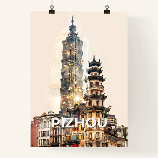 Pizhou Skyline Double Exposure Composite Art Poster