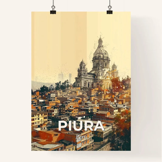 Piura, Peru: City Skyline Double Exposure Art Poster