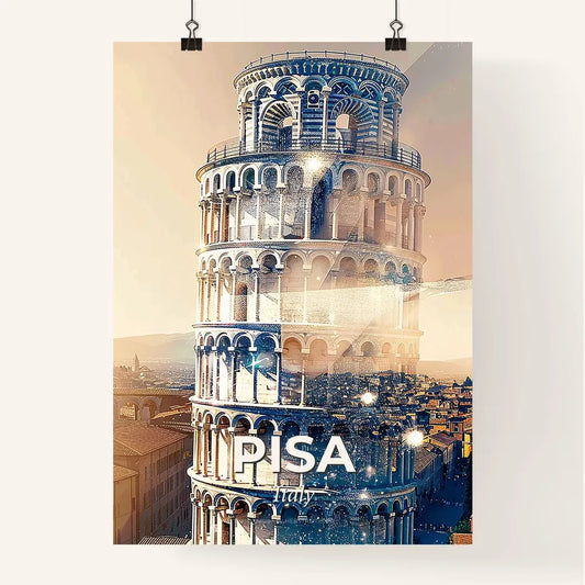 Pisa Skyline Composite Poster: Double Exposure Sparkle Poster