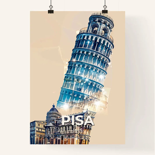 Pisa City Skyline Double Exposure Art Poster Poster