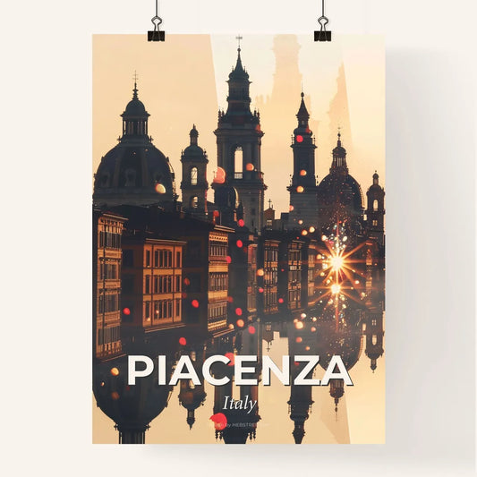 Piacenza Double Exposure Skyline Art Poster Poster