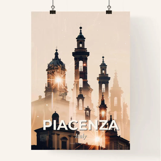 Piacenza Italy, City Skyline Double Exposure Poster Poster