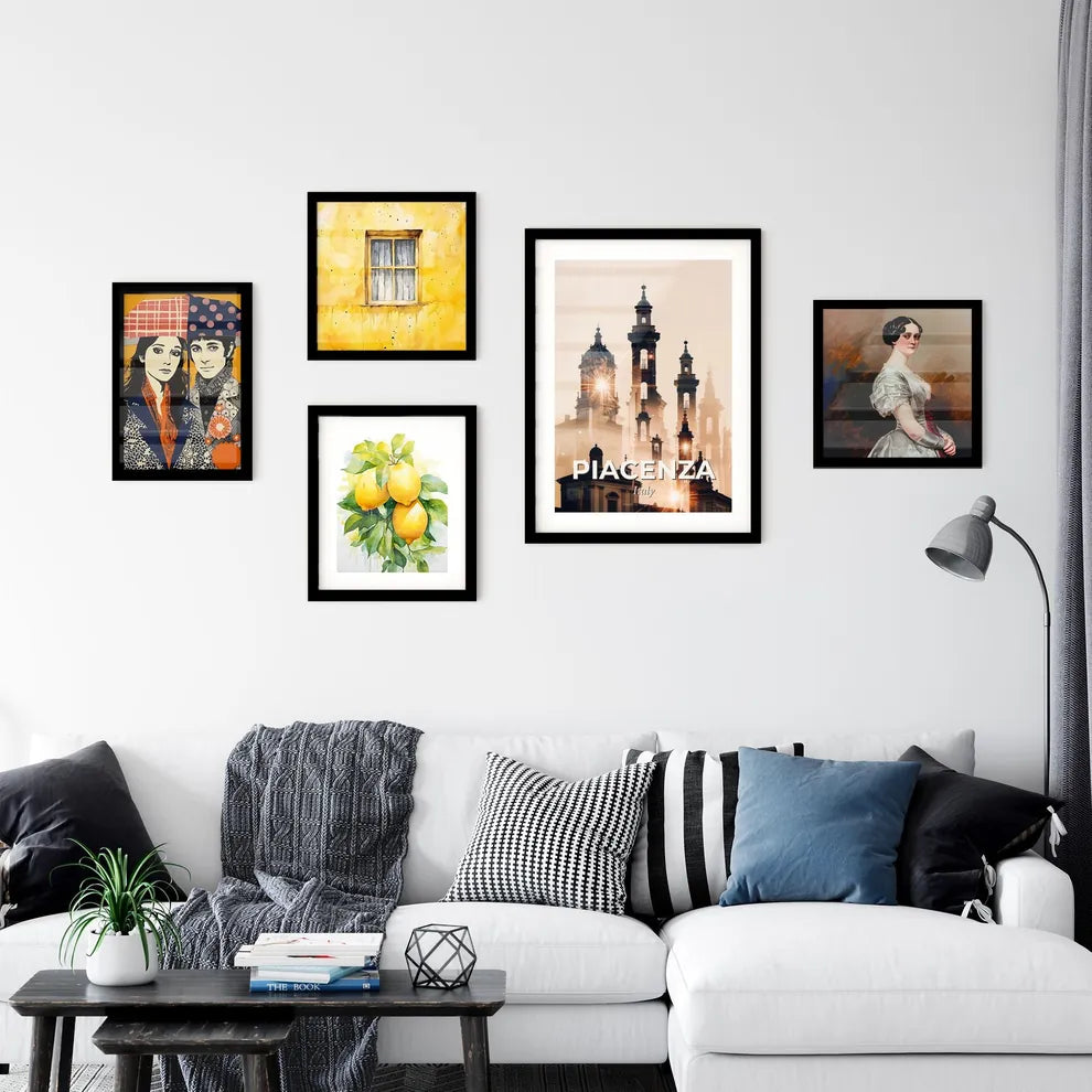 Piacenza Italy, City Skyline Double Exposure Poster Wall Art