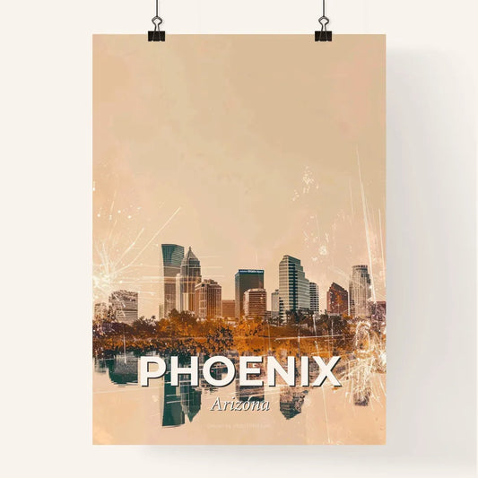 Phoenix Skyline Double Exposure Art Poster Poster