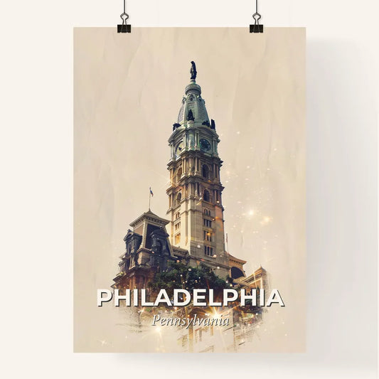 Philadelphia Skyline Double Exposure Art Poster Poster