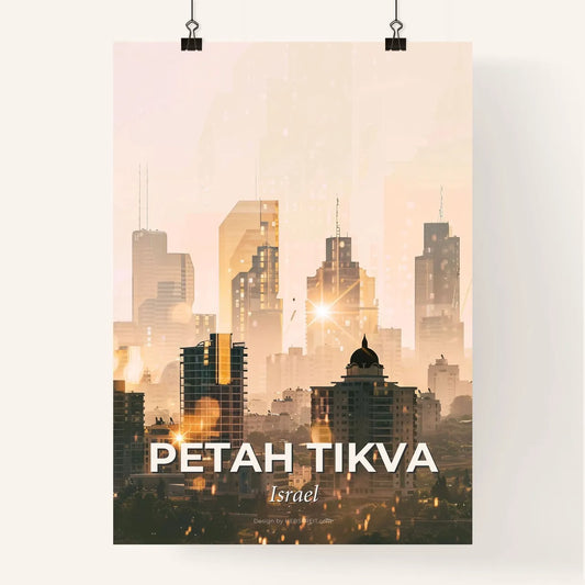 Petah Tikva Skyline Double Exposure Poster Art Poster