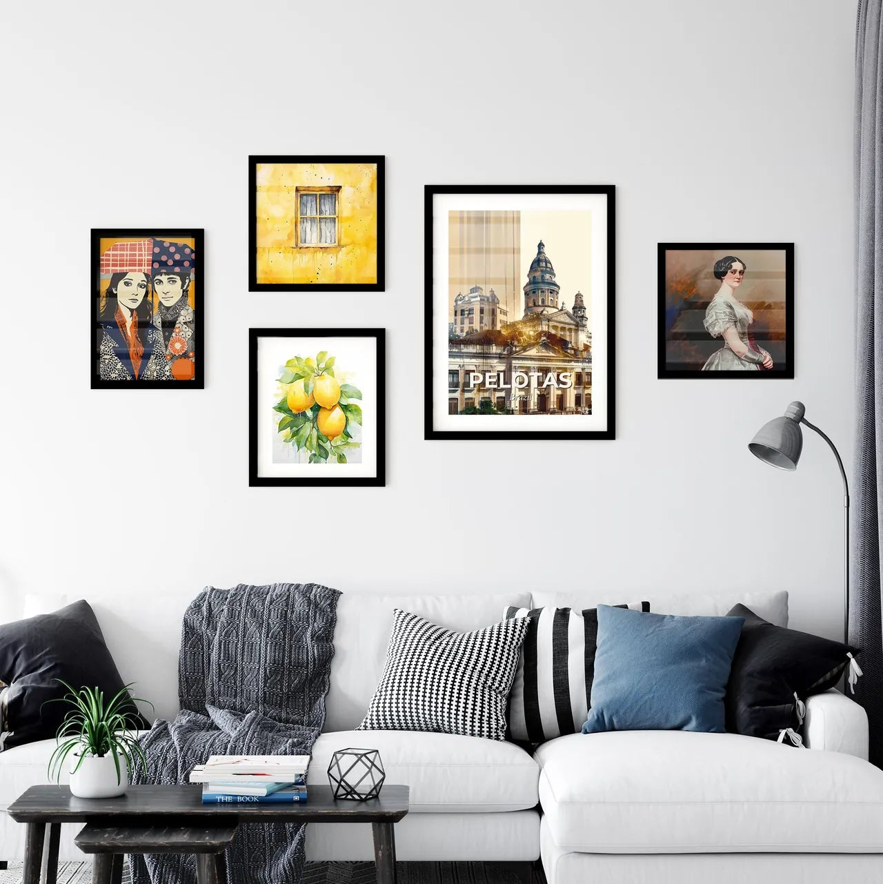 Pelotas Skyline Beige Poster with Local Icons Wall Art