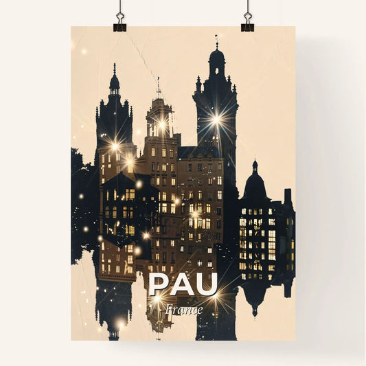Pau France Skyline Art Bright Background Sparkles Poster
