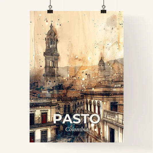 Pasto Double Exposure Composite Skyline Art Poster