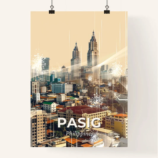 Pasig Skyline Double Exposure Art on Beige Poster