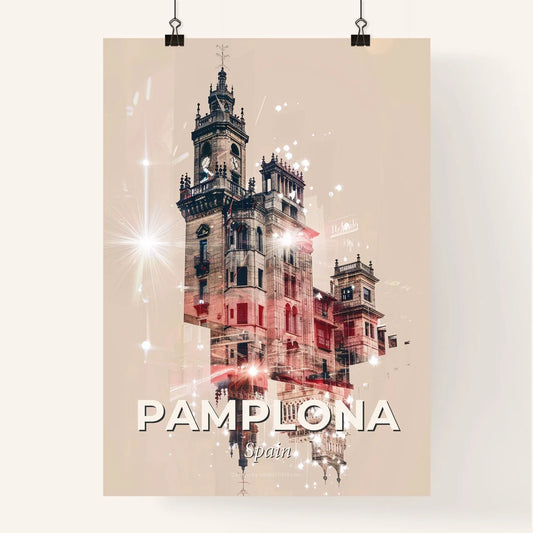 Pamplona City Skyline Contemporary Double Exposure Art Poster
