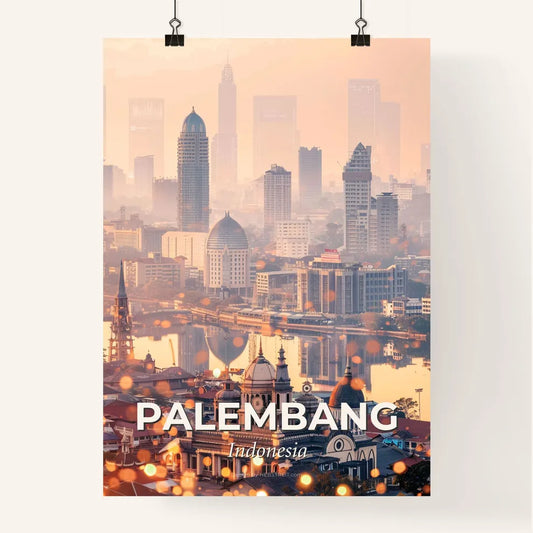 Palembang Skyline Double Exposure Poster Art Poster