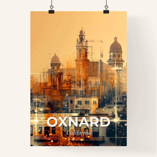 Oxnard City Skyline Double Exposure Poster Art Poster