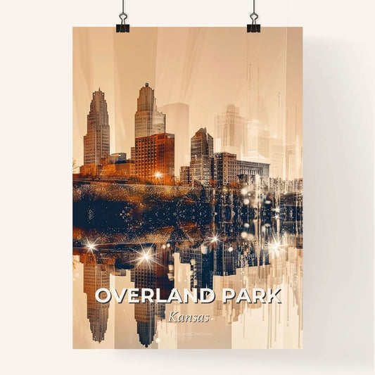Overland Park Kansas Double Exposure Skyline Poster