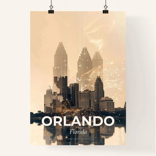 Orlando Cityscape Symphony in Beige and Gold Poster