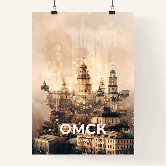 Omsk City Skyline Double Exposure Poster Poster