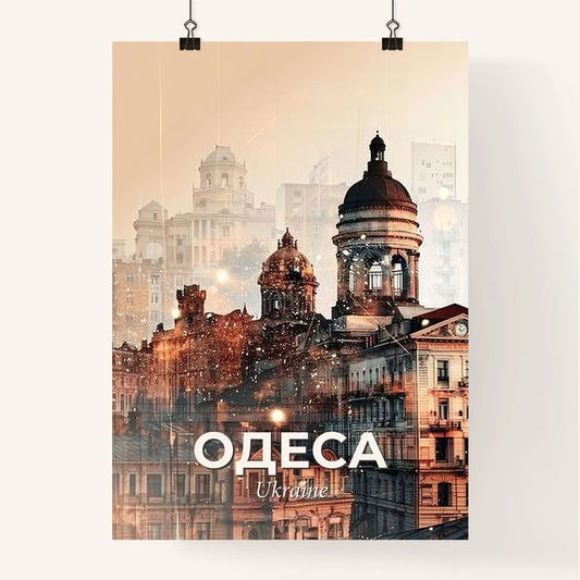 Odessa, Ukraine: Skyline Extravaganza on Beige Poster