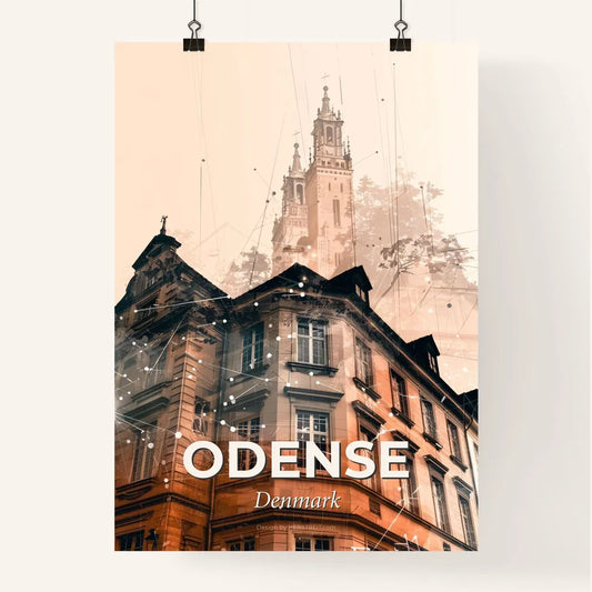 Odense City Denmark Skyline Silhouette Art Print Poster Poster
