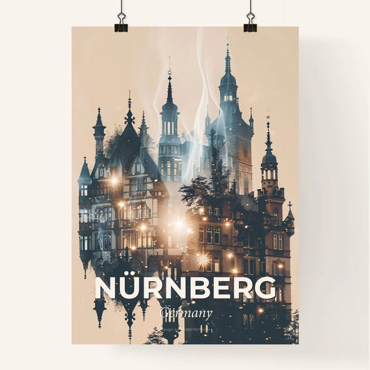 Nurnberg Skyline Double Exposure City Lights Poster Poster