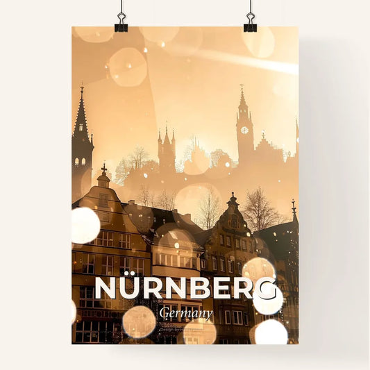 Nuremberg: Skyline Silhouette Art with Glimmer Poster