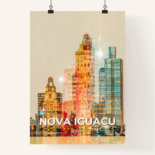 Nova Iguacu Skyline Night City Art Deco Poster Poster