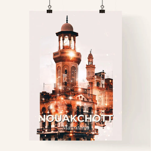Nouakchott Night Skyline Art Nouveau Poster Poster