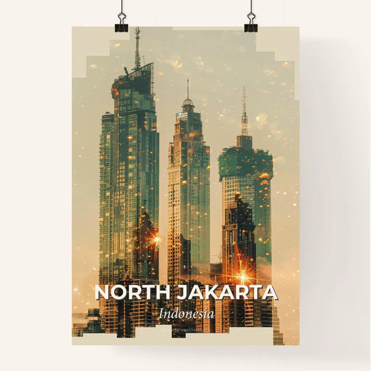 Jakarta Skyline Double Exposure Composite Art Poster