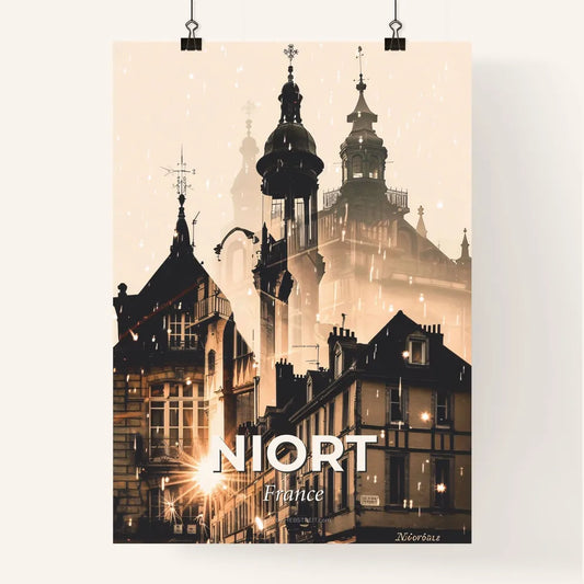 Niort Skyline Double Exposure Art Print Poster
