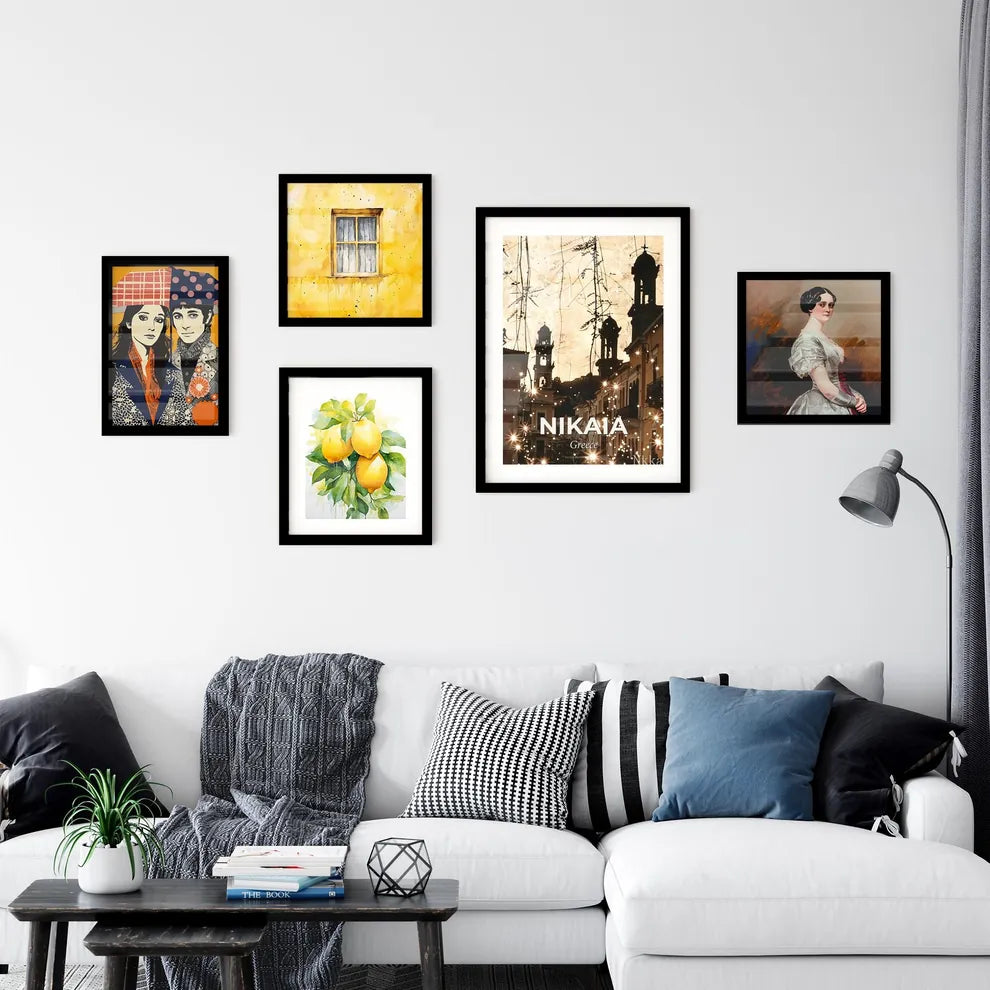 Nikaia City Skyline, Double Exposure, Poster Art Wall Art