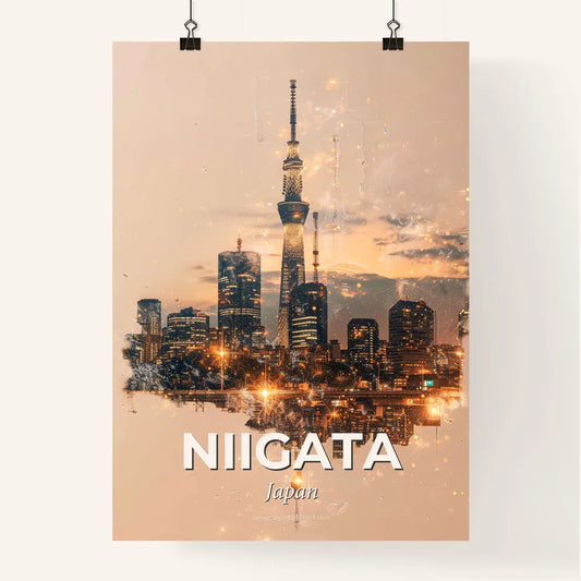 Niigata Skyline Double Exposure Composite Art Poster