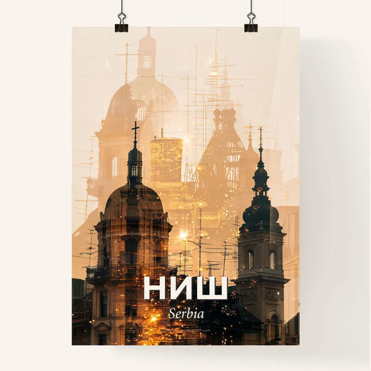 Nis, Serbia: City Icons in Double Exposure Poster
