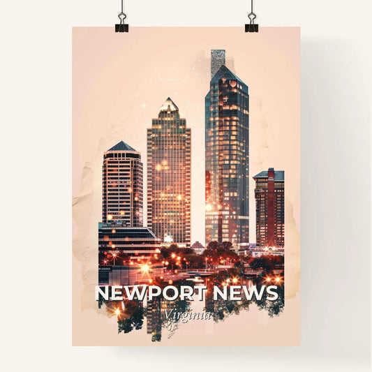 Newport News Skyline Double Exposure Poster Poster