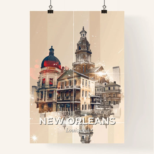 New Orleans Skyline Art: City Icons, Beige Paper Poster