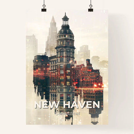 New Haven Double Exposure Skyline Poster Poster