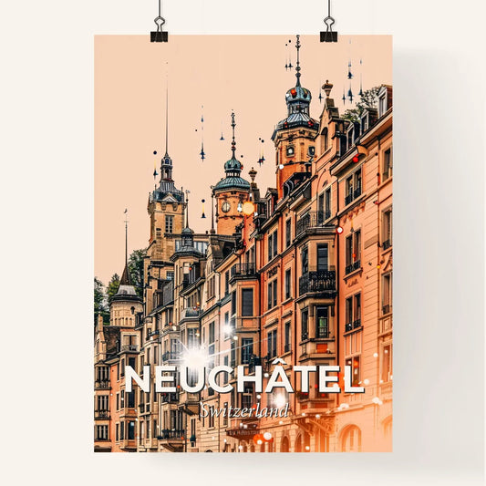 Enchanting Neuchâtel Skyline: Composite Artwork Poster Poster
