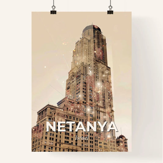 Netanya's Local Charm: Cityscape Sparks and Beige Poster