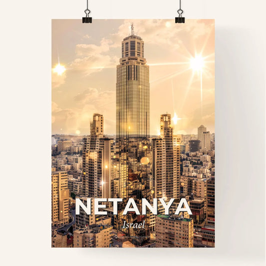 Netanya Cityscape Sunset Silhouette Symphony Poster