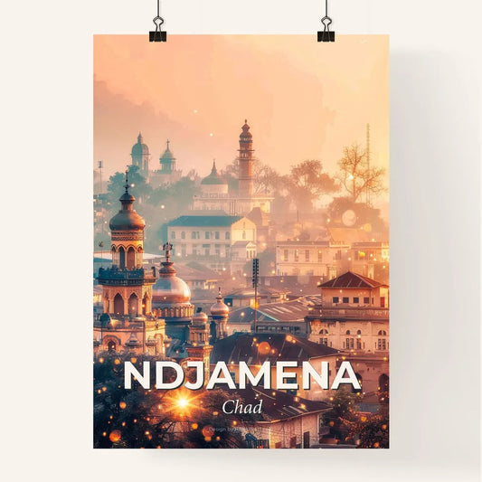 NDjamena Chad Double Exposure Skyline Art Poster Poster