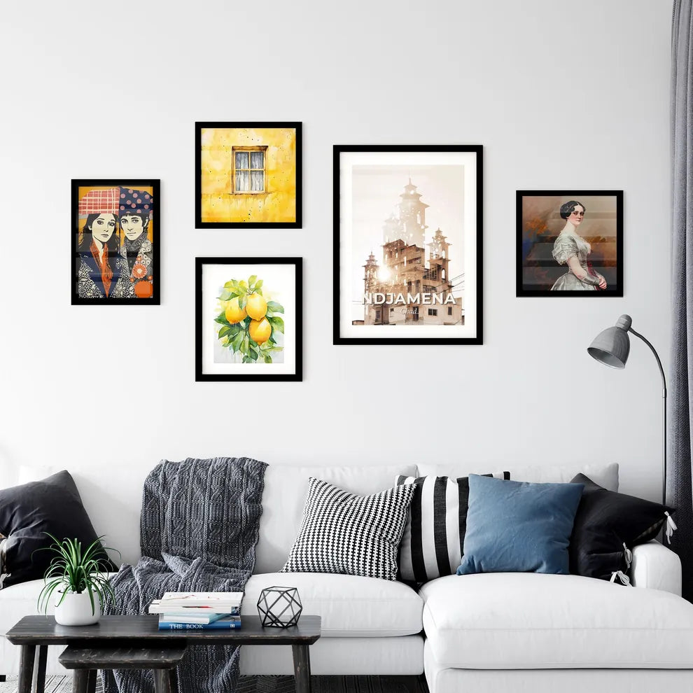 NDjamena Skyline Double Exposure Art Poster Wall Art