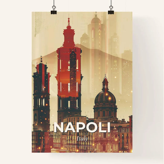 Naples Skyline Double Exposure Poster Art Cityscape Poster
