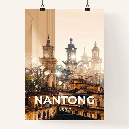 Nantong Architecture Skyline Double Exposure Art Print Poster