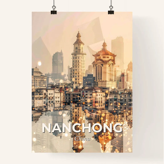 Nanchong Skyline Double Exposure Art Poster Poster