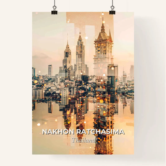 Nakhon Ratchasima Double Exposure Art City Skyline Poster