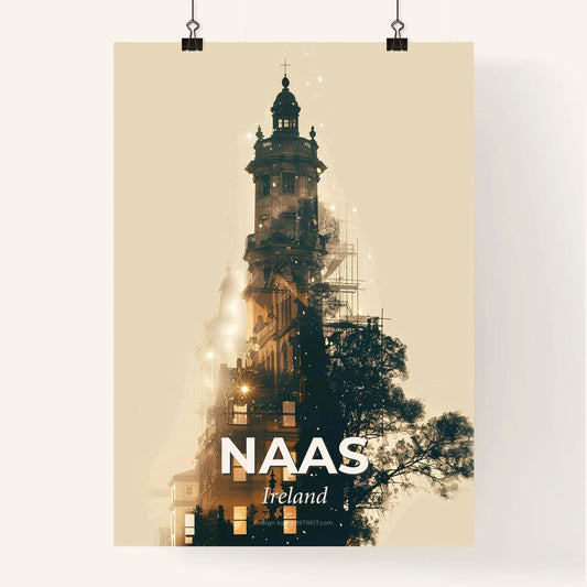 Naas Skyline Art Poster: Ireland Icon Silhouette Sparkles Poster